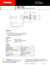 Thumbnail of document Data Sheet - 72953 SMA 50 Ohm Jack, Straight Crimp, RG142/U And RG400/U Type